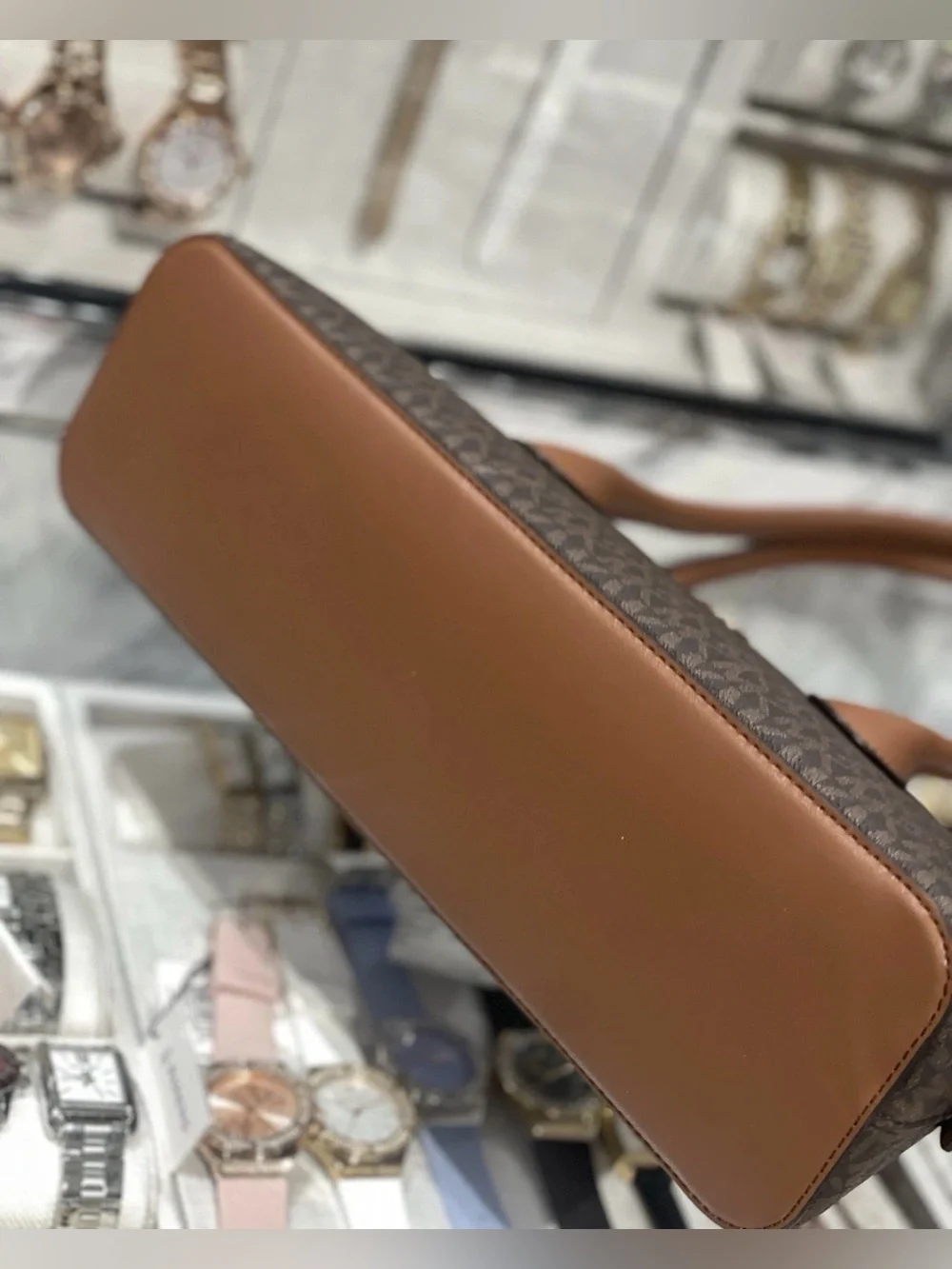 Michael Kors Brown & Tan Logo Dome Shoulder Bag